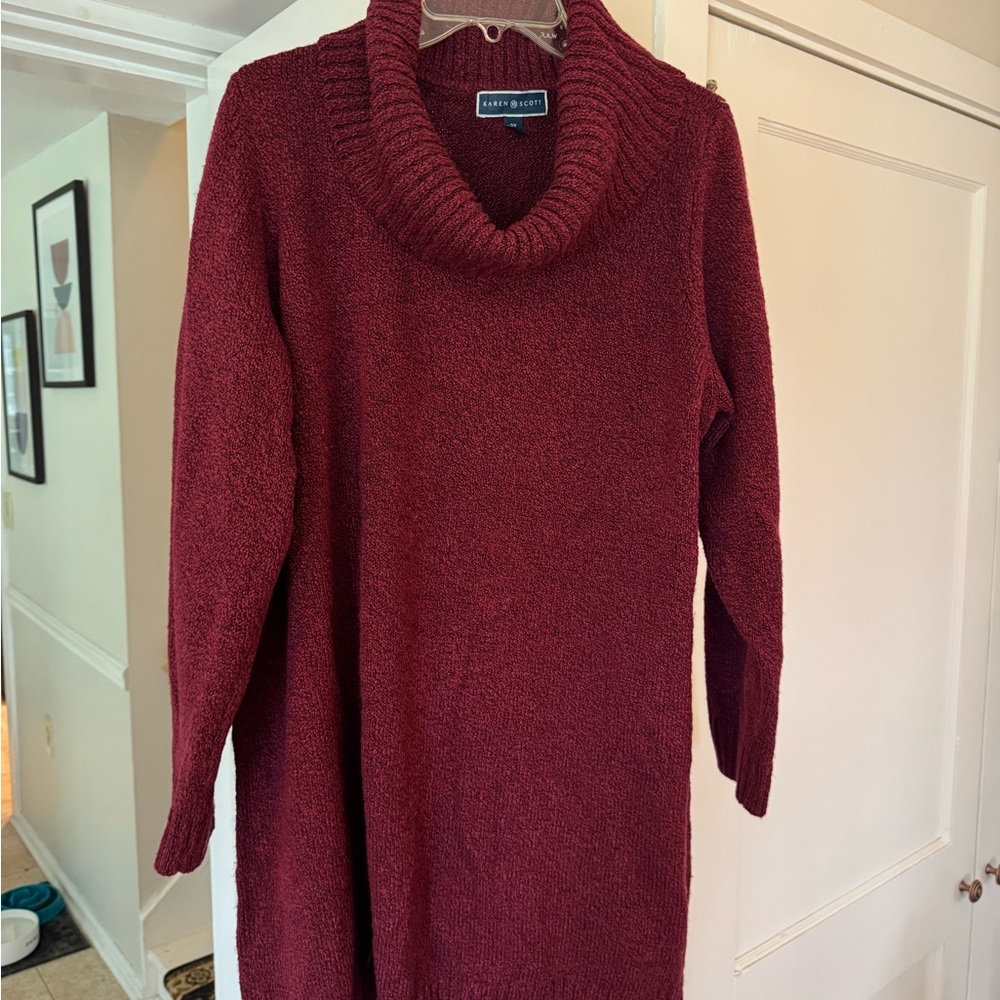 Karen Scott Women's Rich Burgundy Cowl Neck Sweater